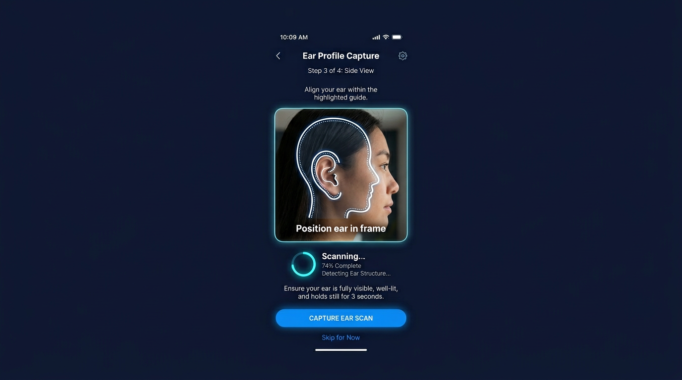 Placeholder screenshot: ear profile capture in the BioTone mobile app