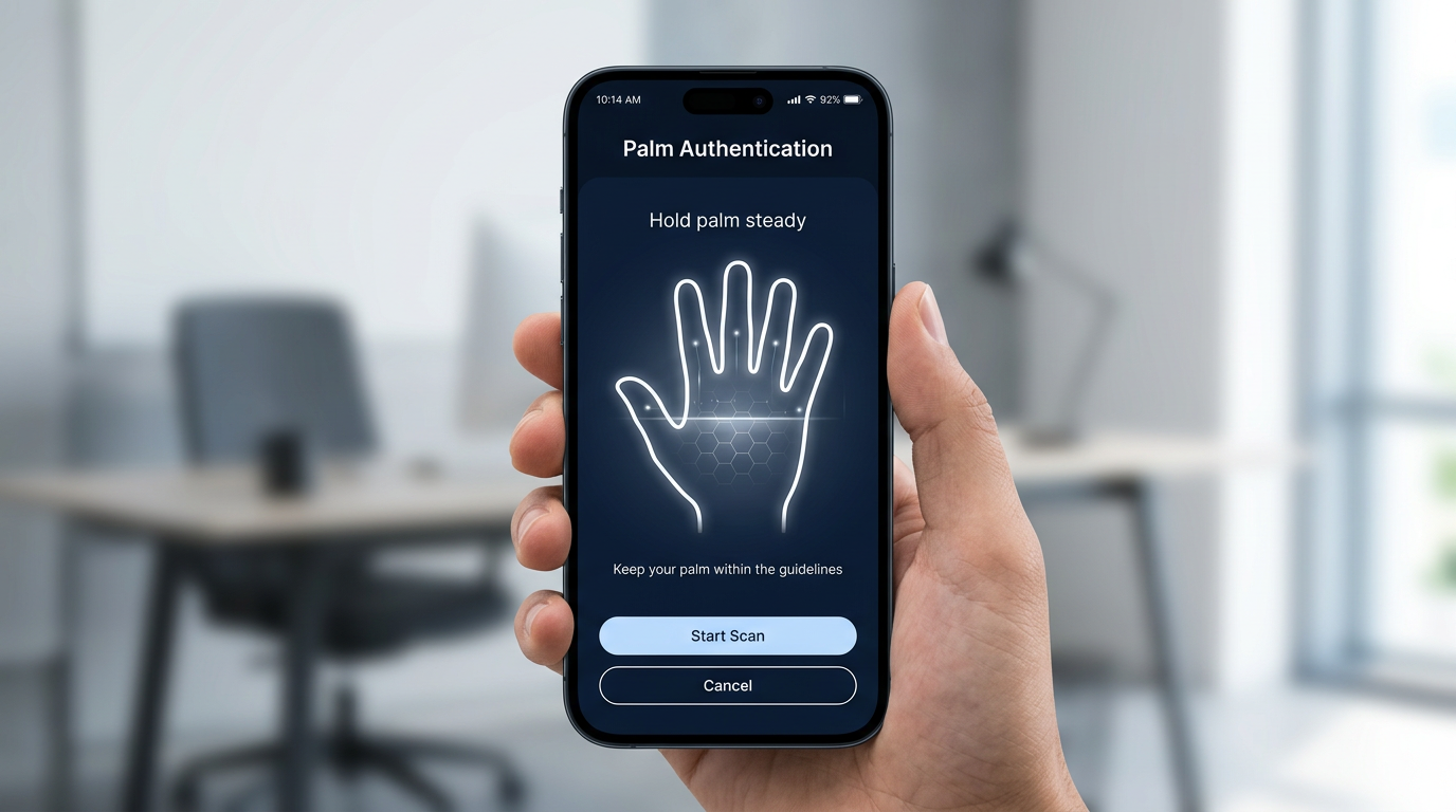 Placeholder screenshot: palm capture in the BioTone mobile app