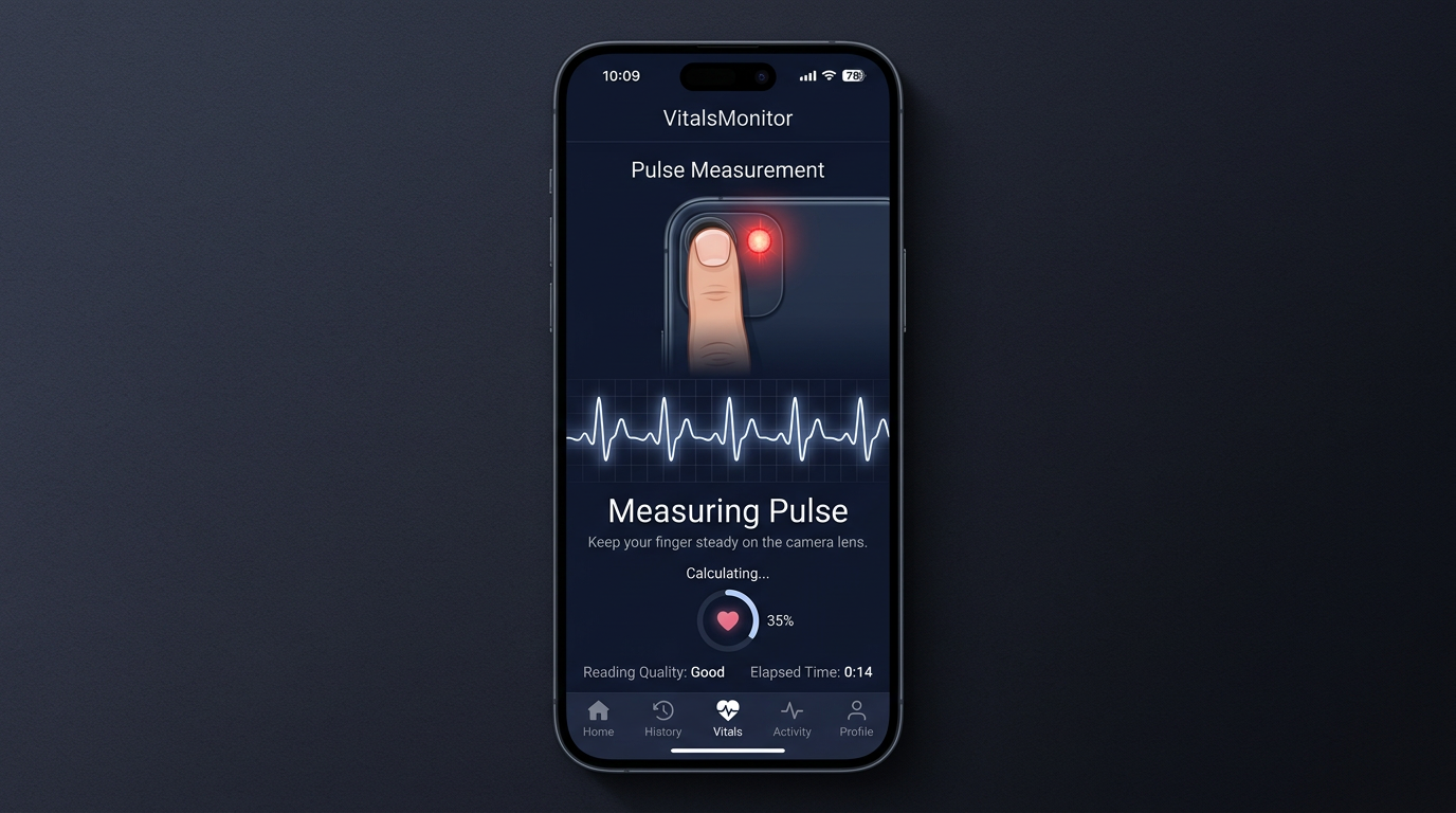 Placeholder screenshot: PPG pulse liveness in the BioTone mobile app