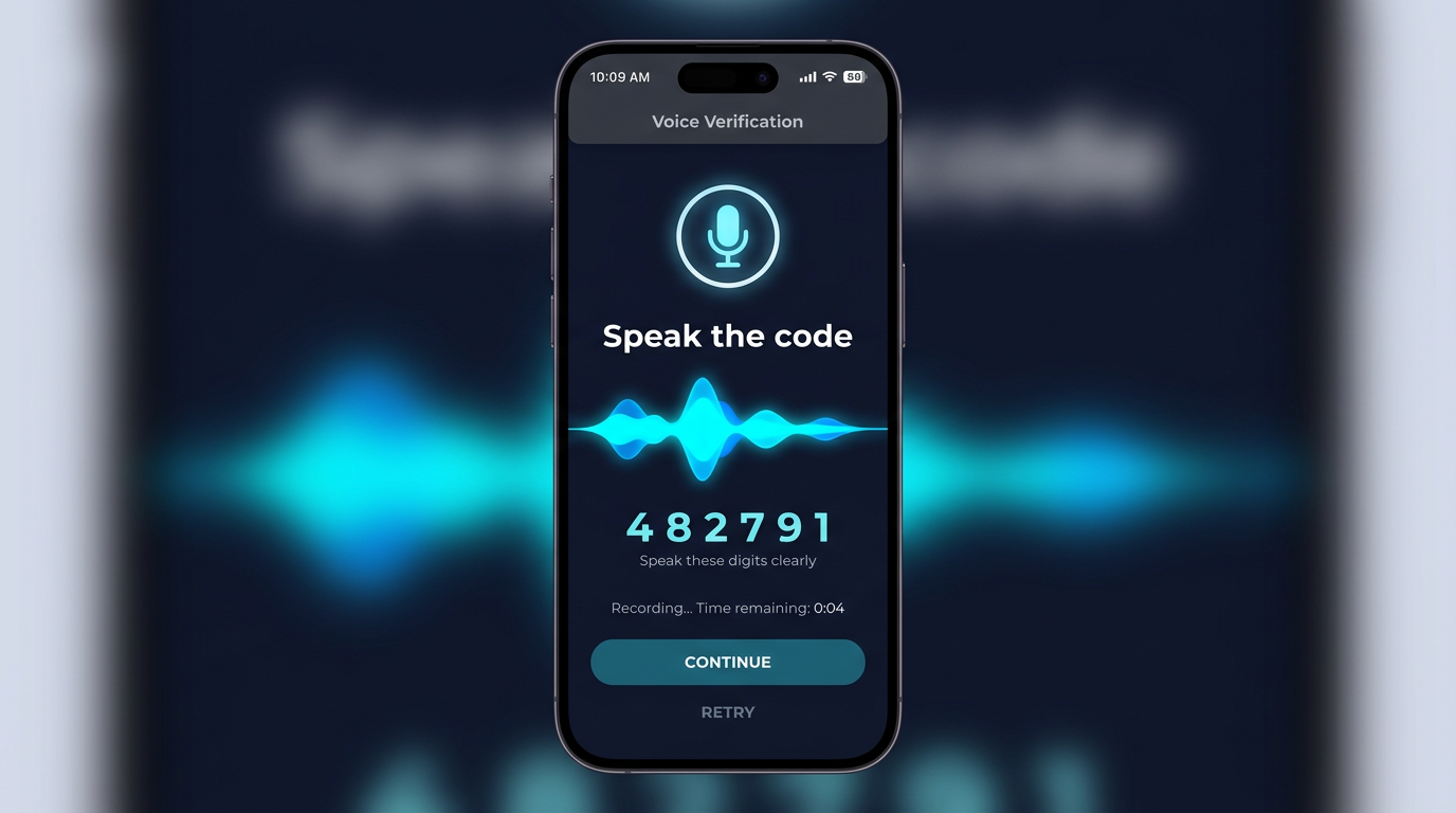 Placeholder screenshot: voice verification in the BioTone mobile app